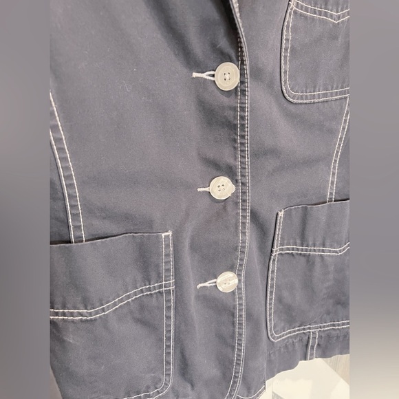 091. Isaac Mizrahi Womens Blazer Overcoat Blue Long Sleeve Button Down Jacket S - Picture 5 of 6